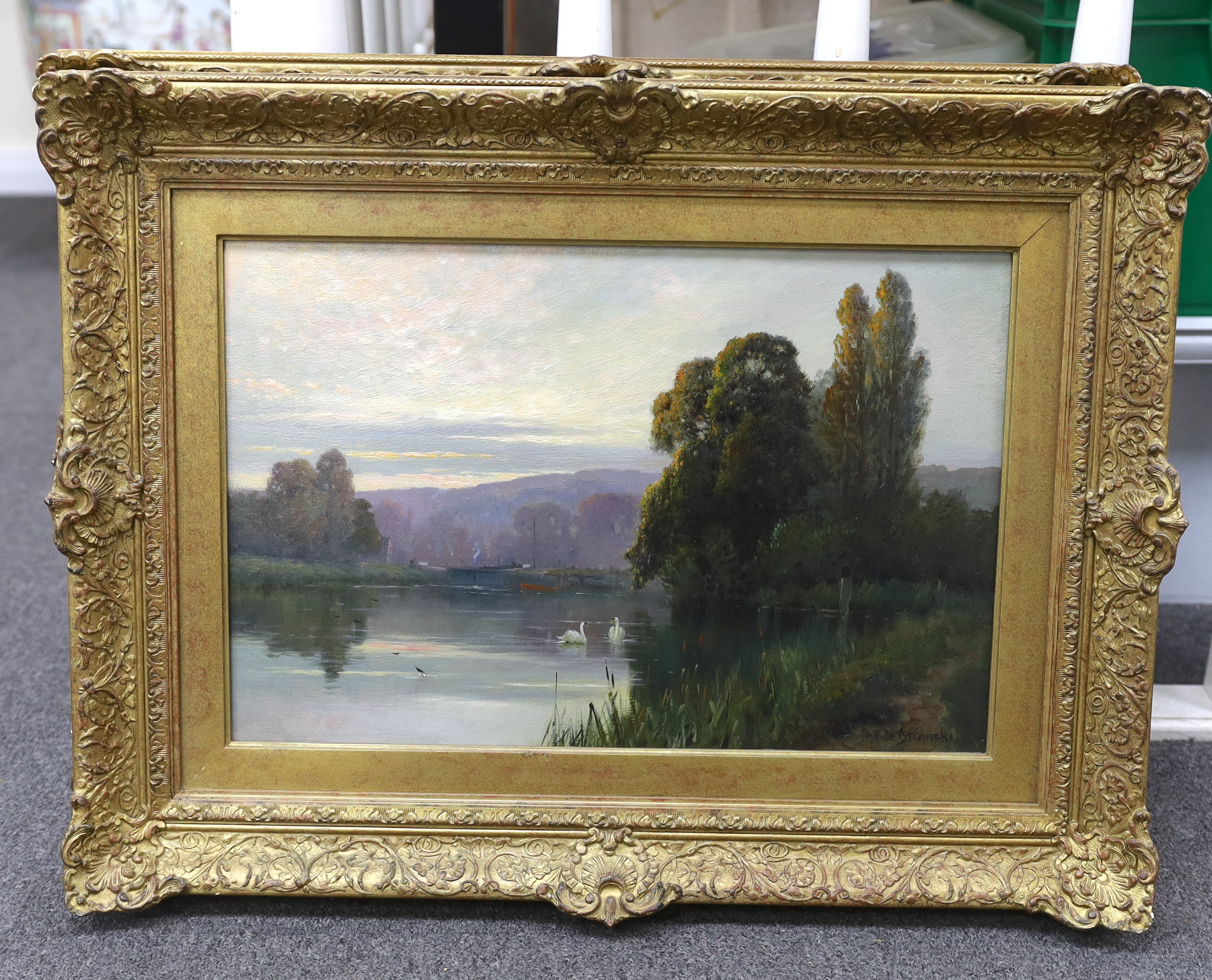 Alfred Fontville de Breanski Jr. (1877-1957), Temple Lock on the Thames and Abingdon on Thames, oil on canvas, a pair, 30.5 x 40.5cm